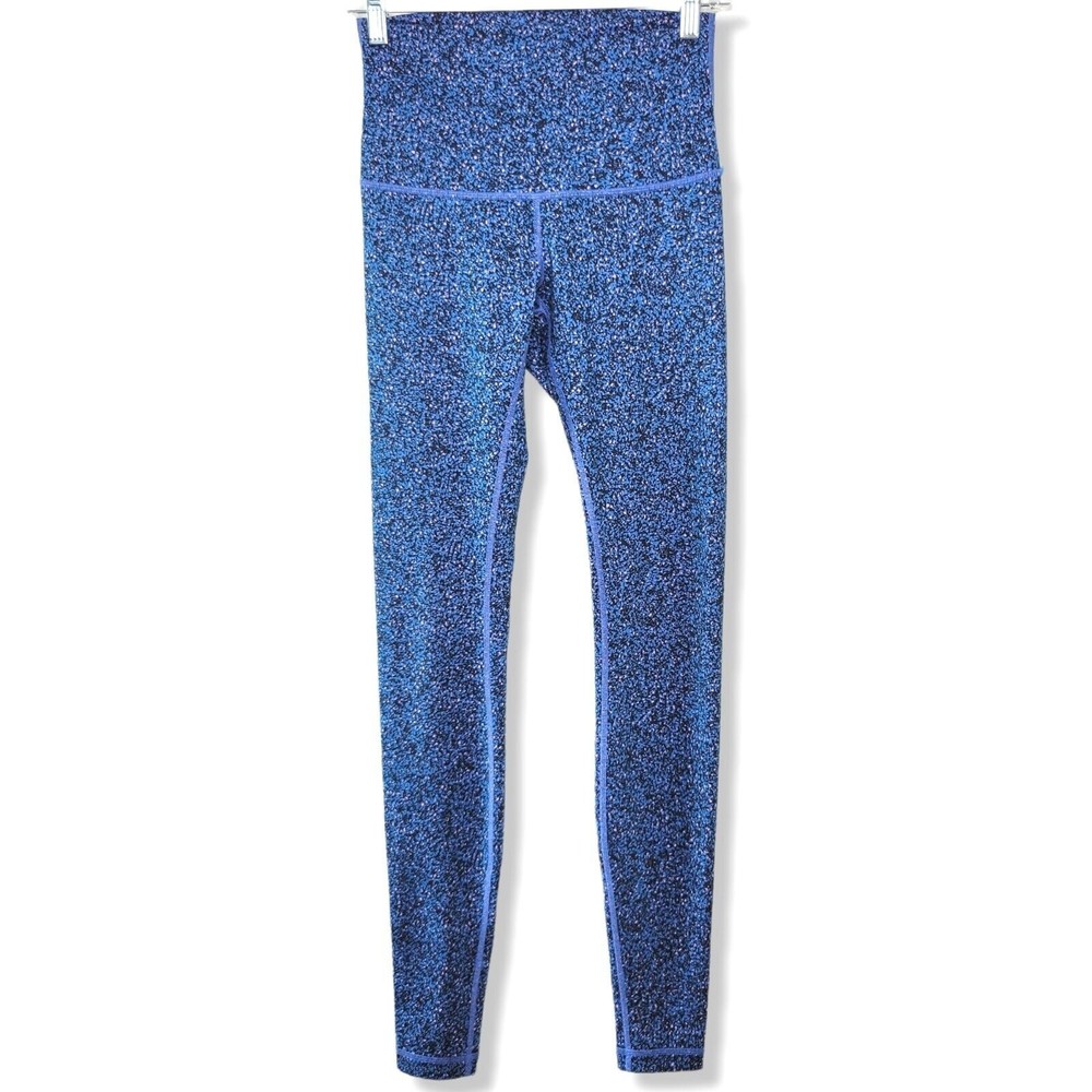 Lululemon Wunder Under Leggings Size 6 Flashback Static Powder Pink Kayak Blue